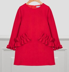 Abel & Lula Red Knit Dress with Ruffle Wrist