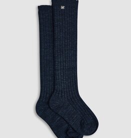 Abel & Lula Navy Shimmer Ribbed Socks