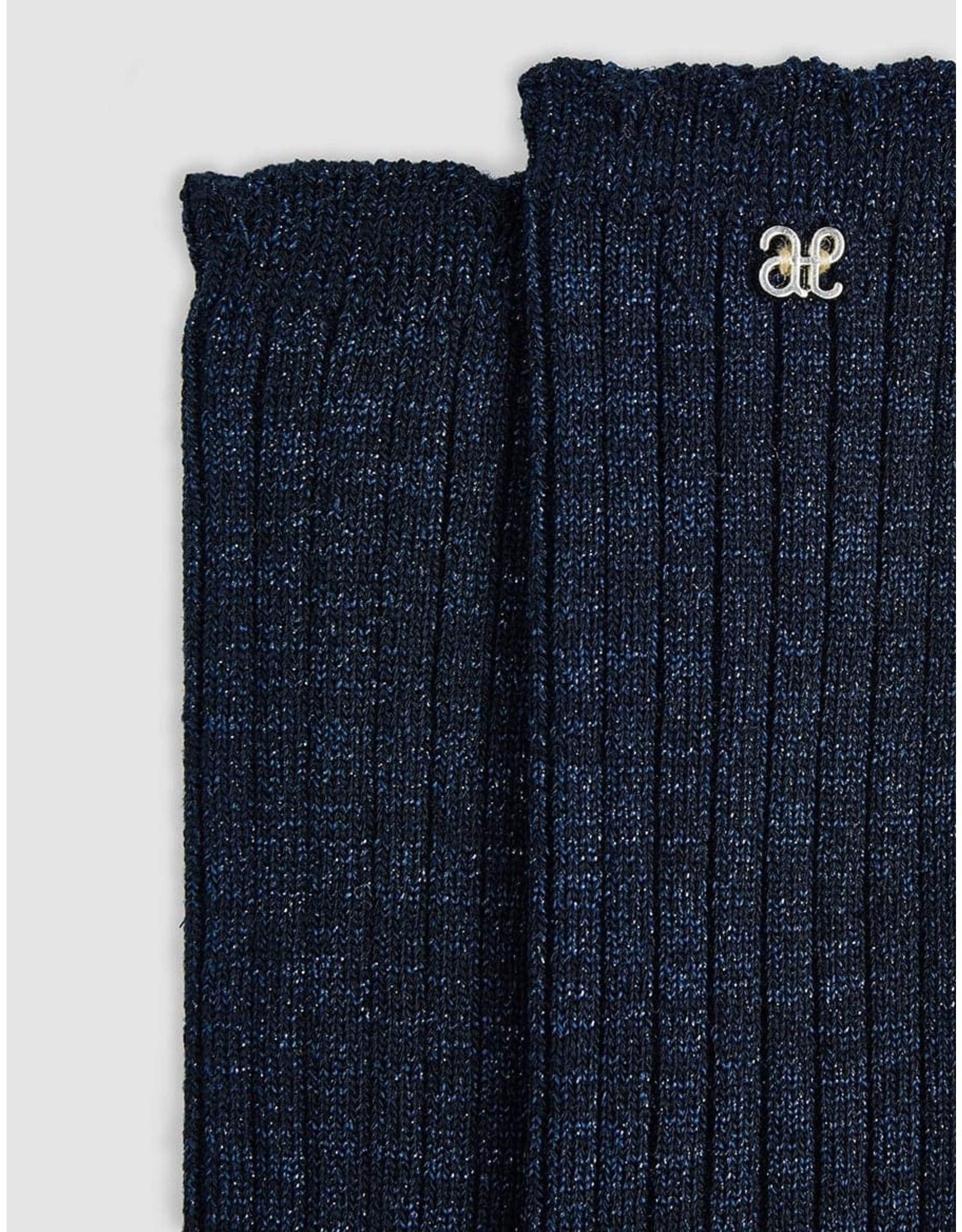 Abel & Lula Navy Shimmer Ribbed Socks