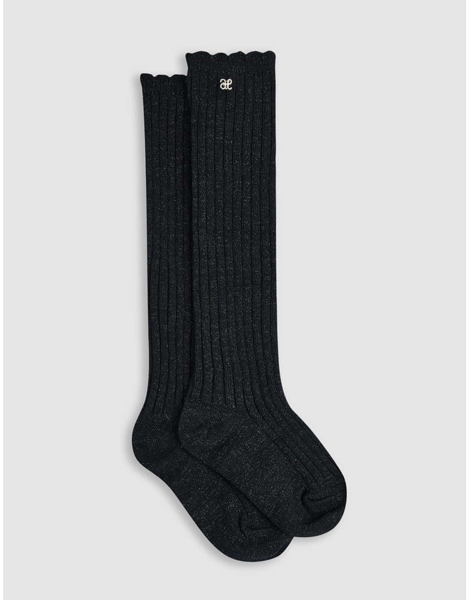 Abel & Lula Black Shimmer Ribbed Socks