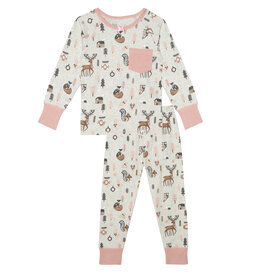 Deux Par Deux Christmas Forest 2 Pc Pajama Set