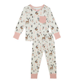 Deux Par Deux Christmas Forest 2 Pc Pajama Set