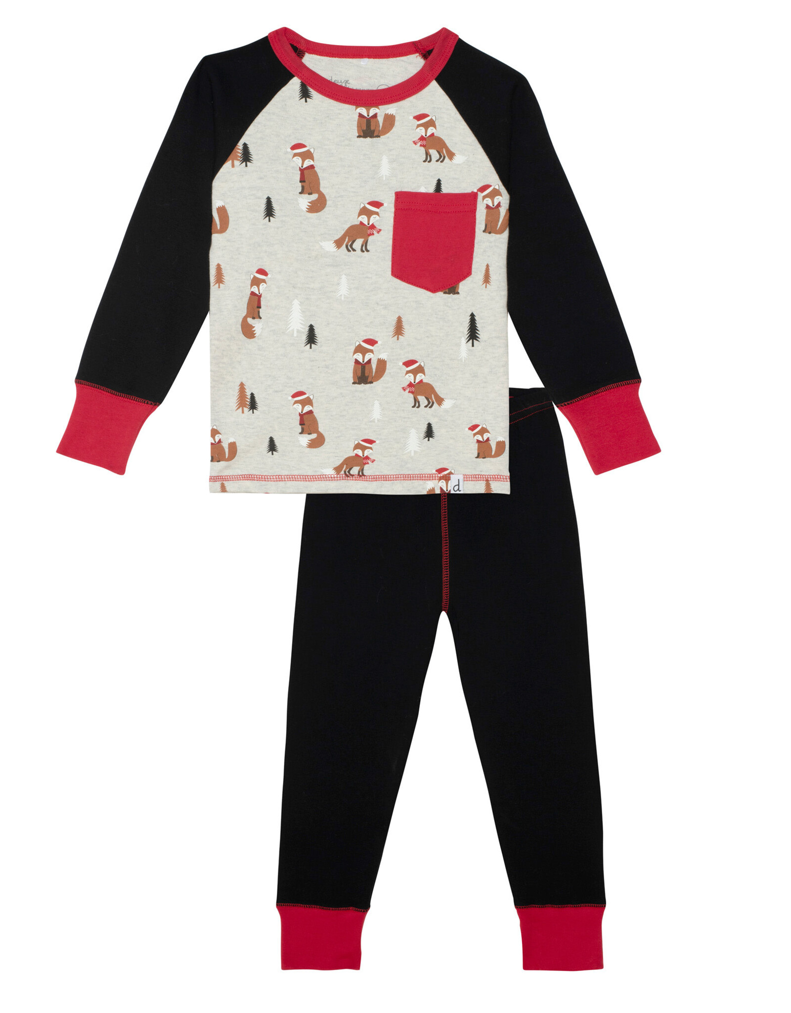 Deux Par Deux Christmas Fox 2 Pc Pajama Set