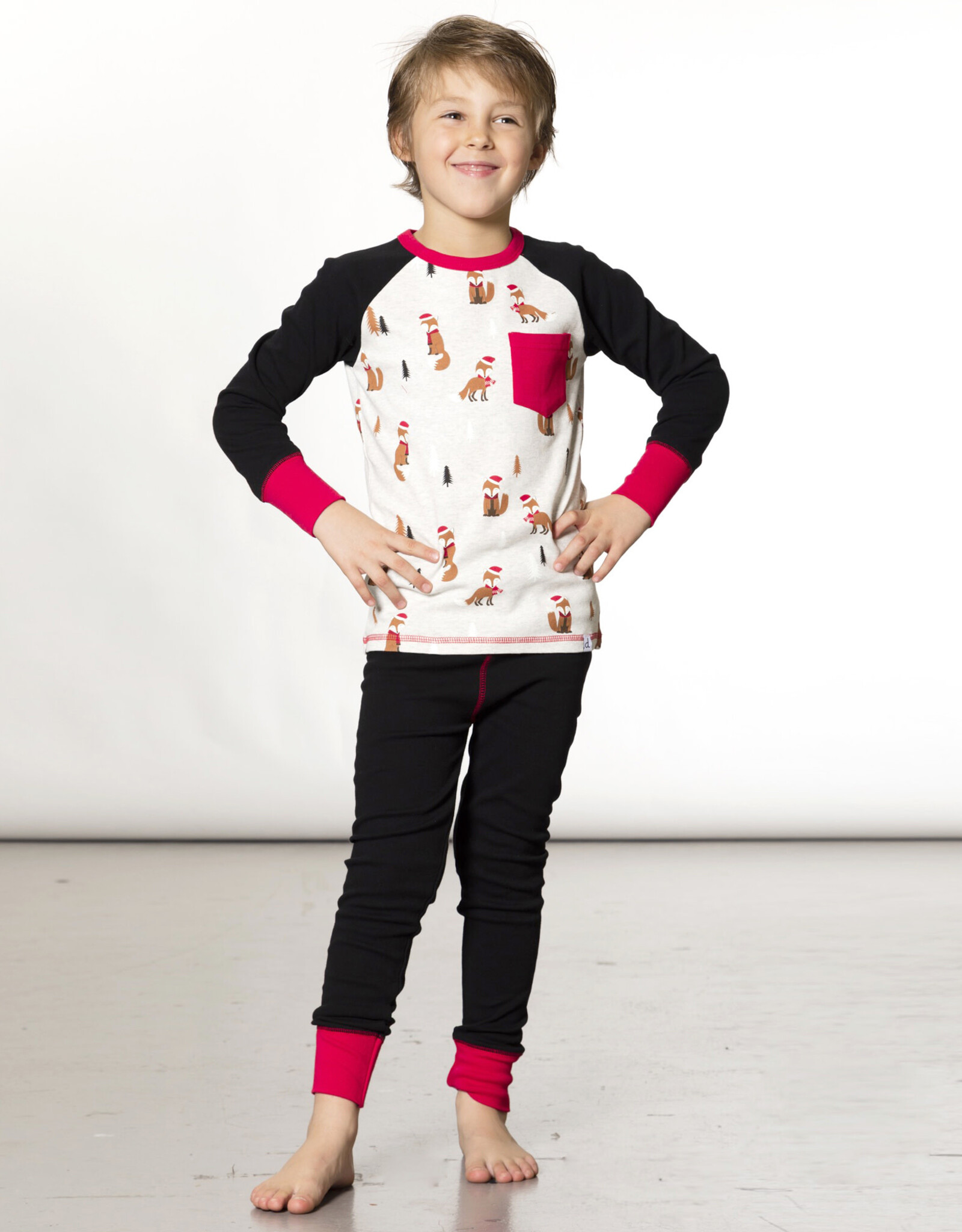 Deux Par Deux Christmas Fox 2 Pc Pajama Set