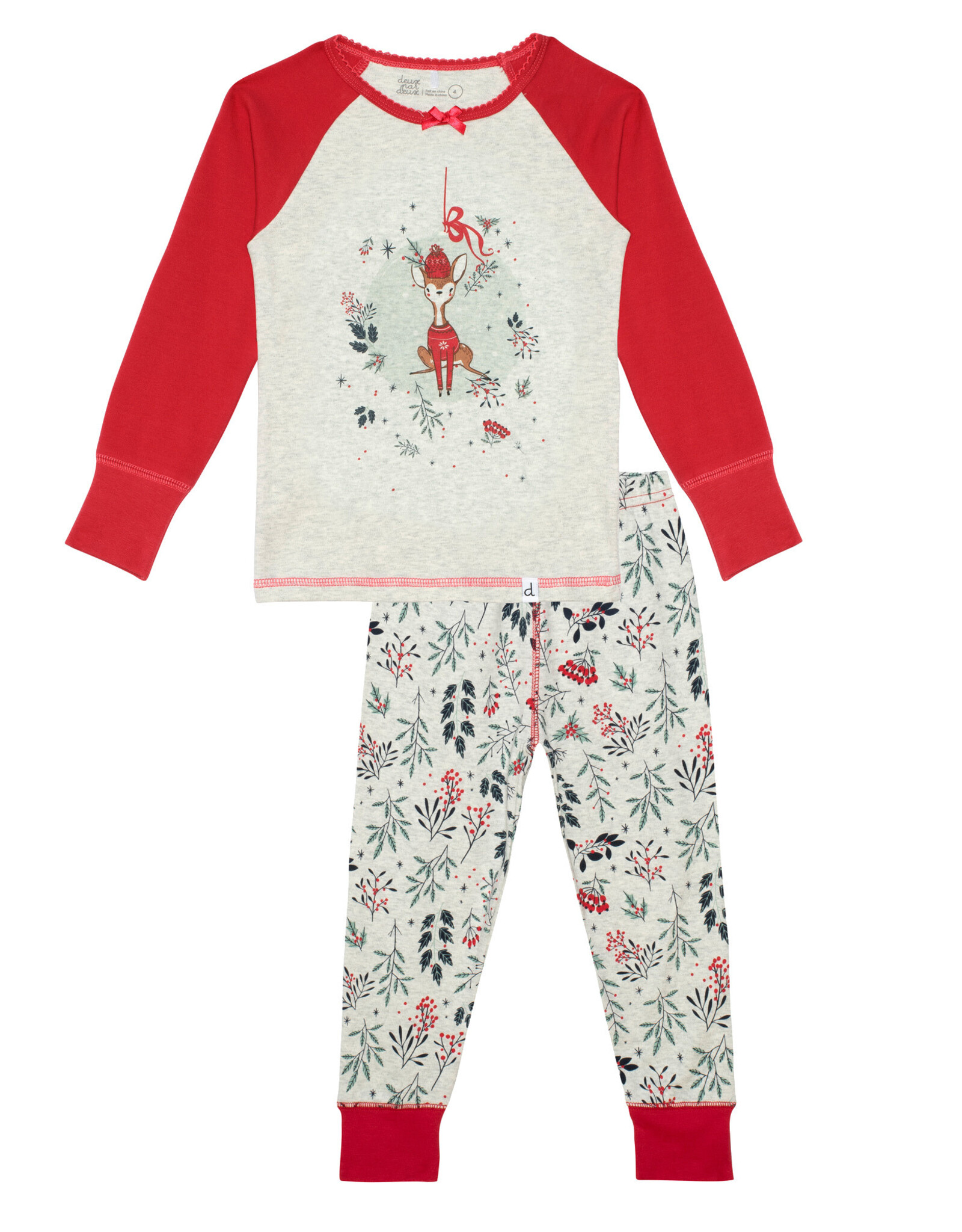 Deux Par Deux Christmas Deer 2 Pc Pajama Set