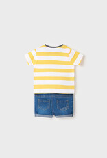Mayoral Yellow Stripe Bee Shirt & Denim Short Set