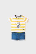 Mayoral Yellow Stripe Bee Shirt & Denim Short Set