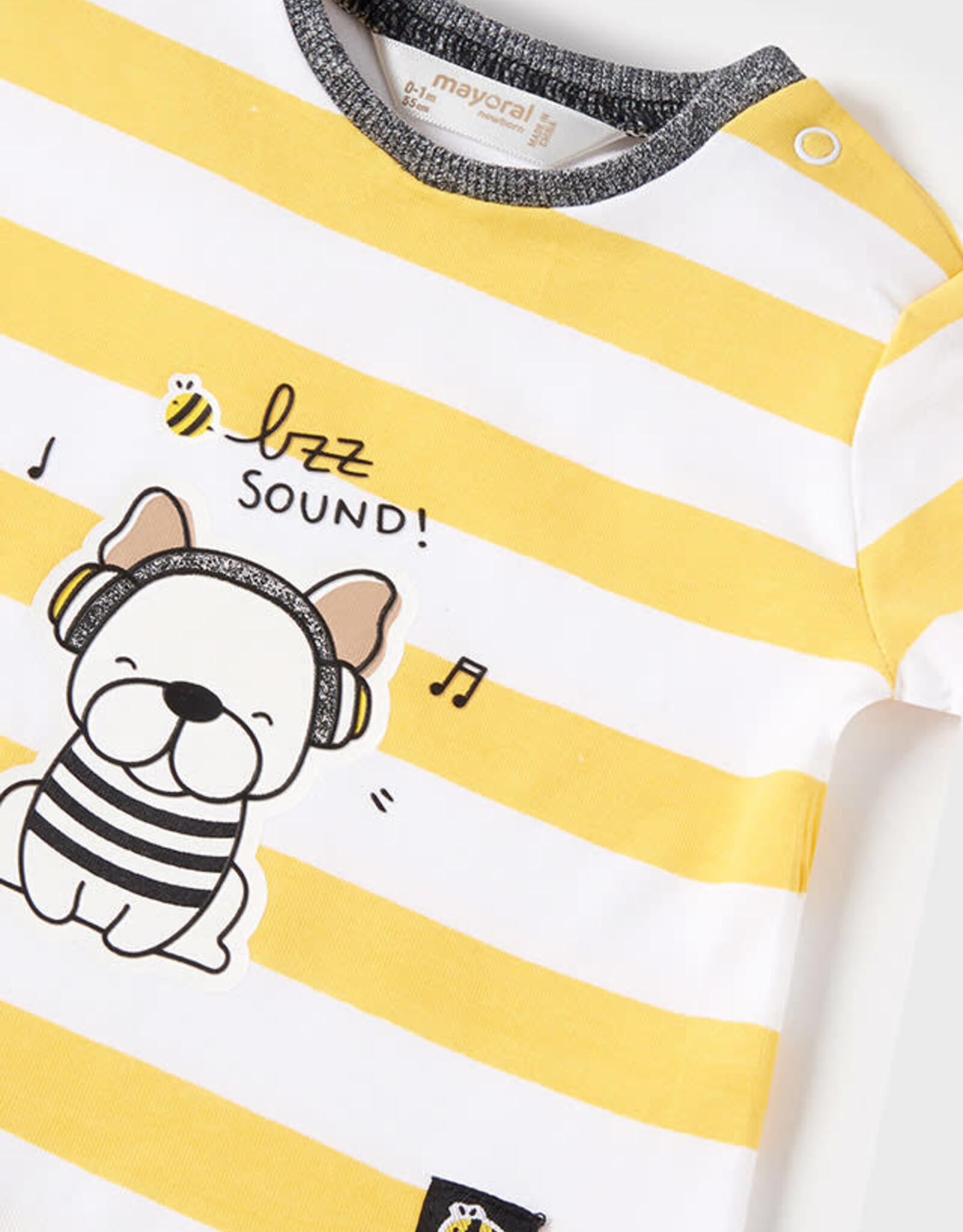 Mayoral Yellow Stripe Bee Shirt & Denim Short Set