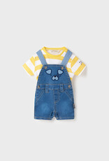 Mayoral Yellow Stripe Denim Dungaree Set