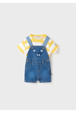 Mayoral Yellow Stripe Denim Dungaree Set