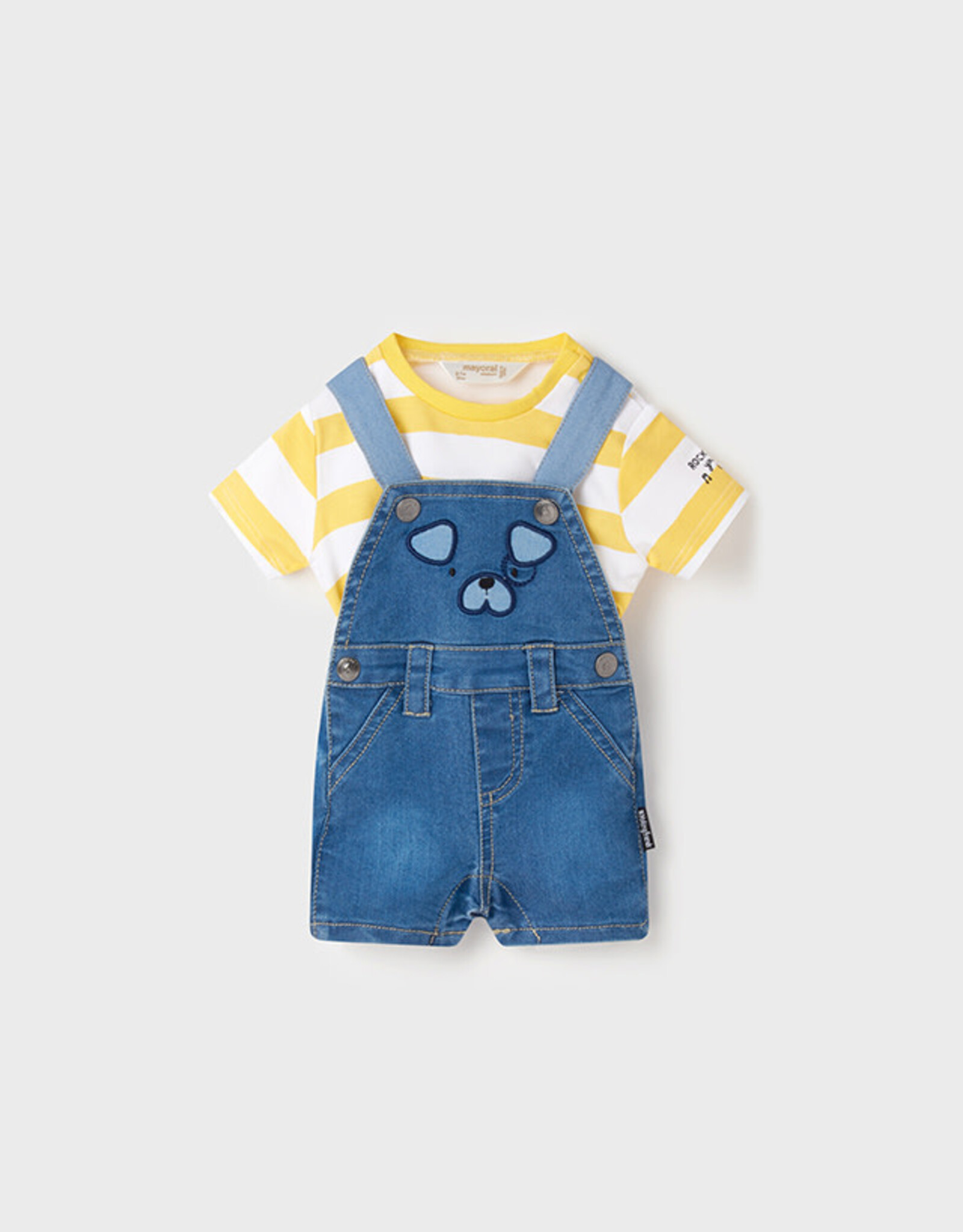 Mayoral Yellow Stripe Denim Dungaree Set