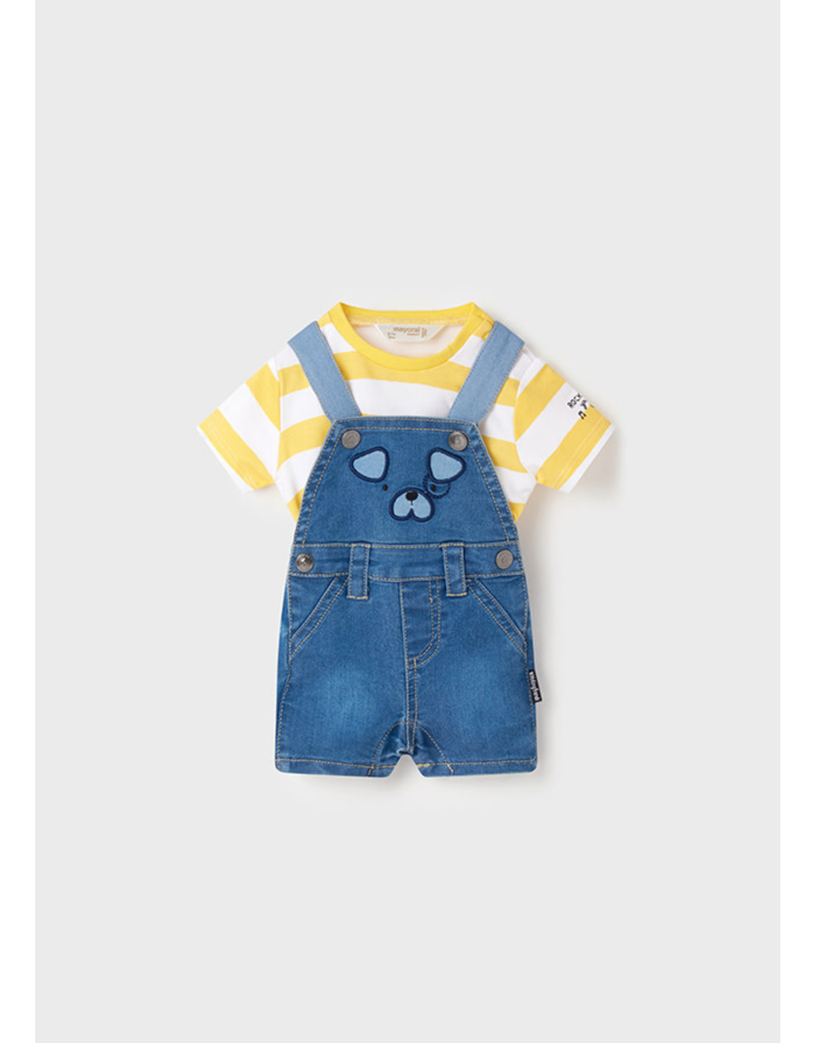 Mayoral Yellow Stripe Denim Dungaree Set