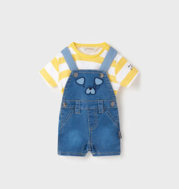 Mayoral Yellow Stripe Denim Dungaree Set