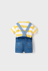 Mayoral Yellow Stripe Denim Dungaree Set