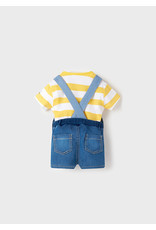 Mayoral Yellow Stripe Denim Dungaree Set