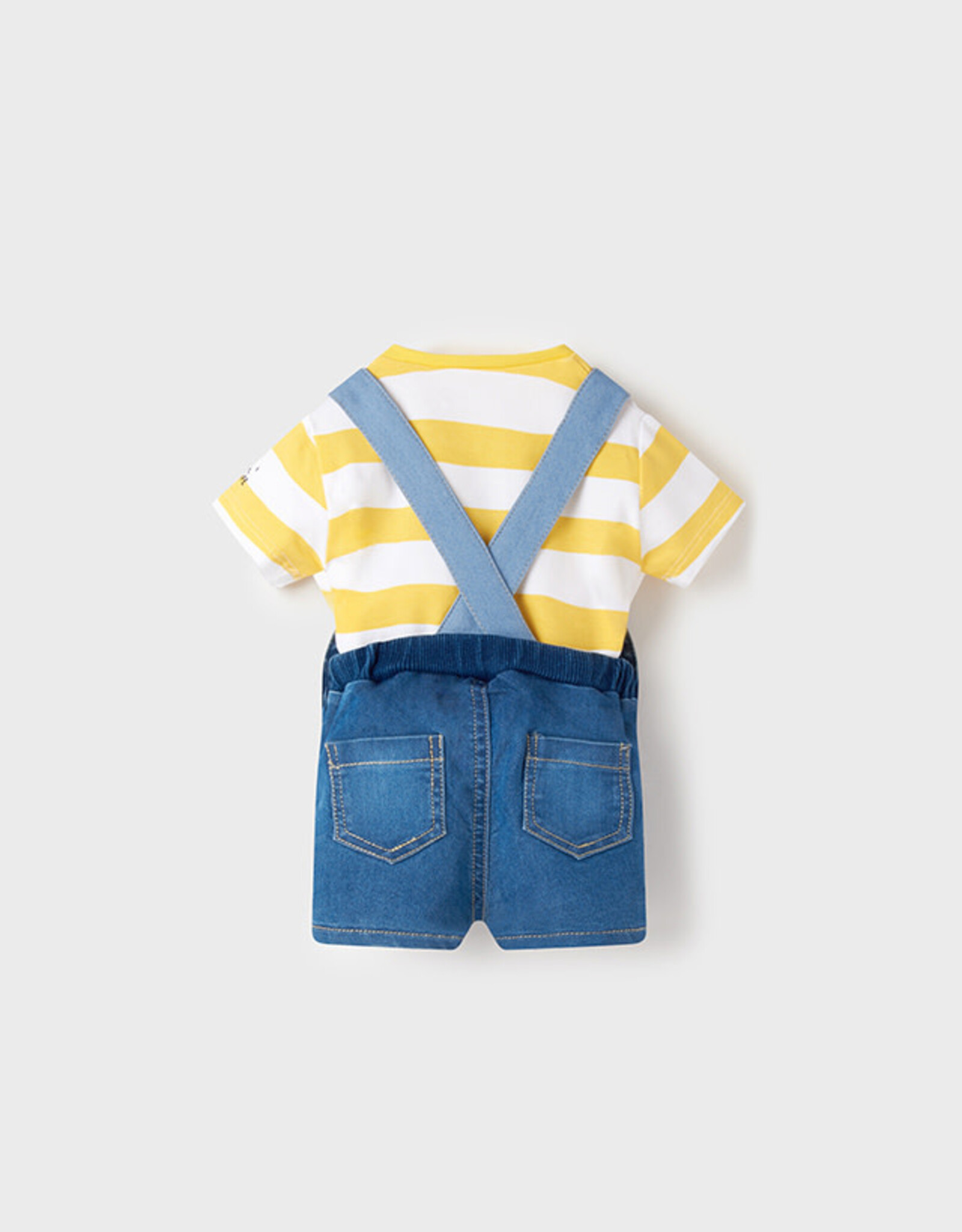Mayoral Yellow Stripe Denim Dungaree Set