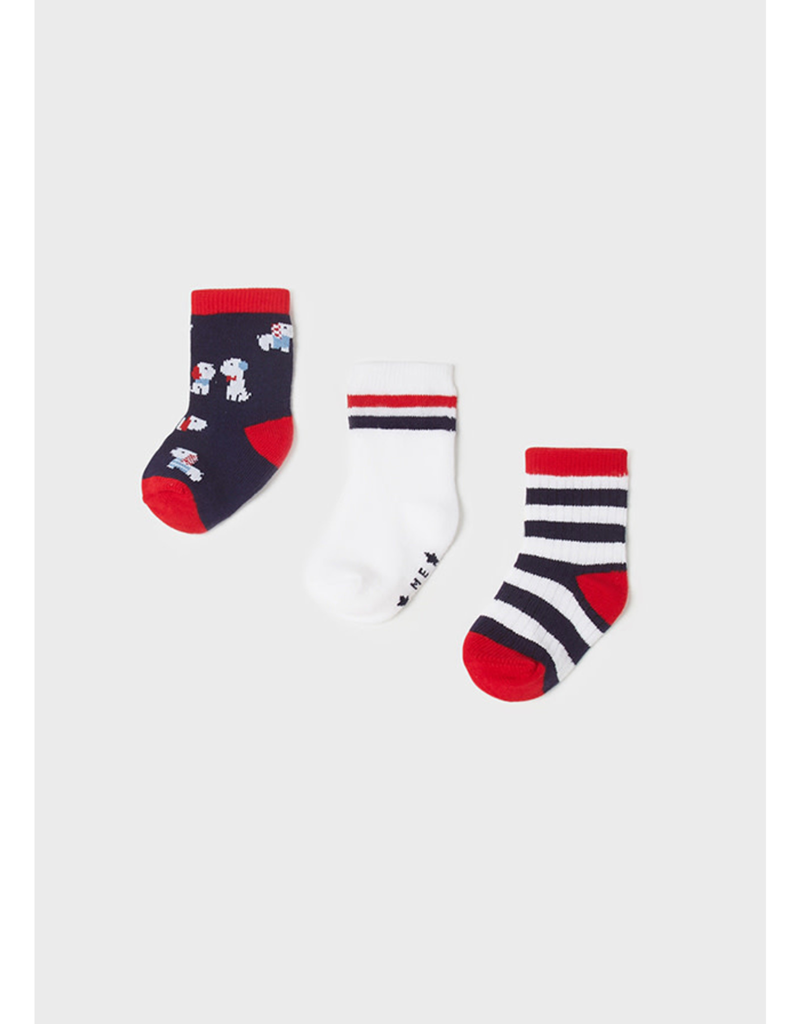 Mayoral Blue/Red Doggy Socks 3 Sock Set (0-18M)