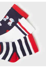 Mayoral Blue/Red Doggy Socks 3 Sock Set (0-18M)