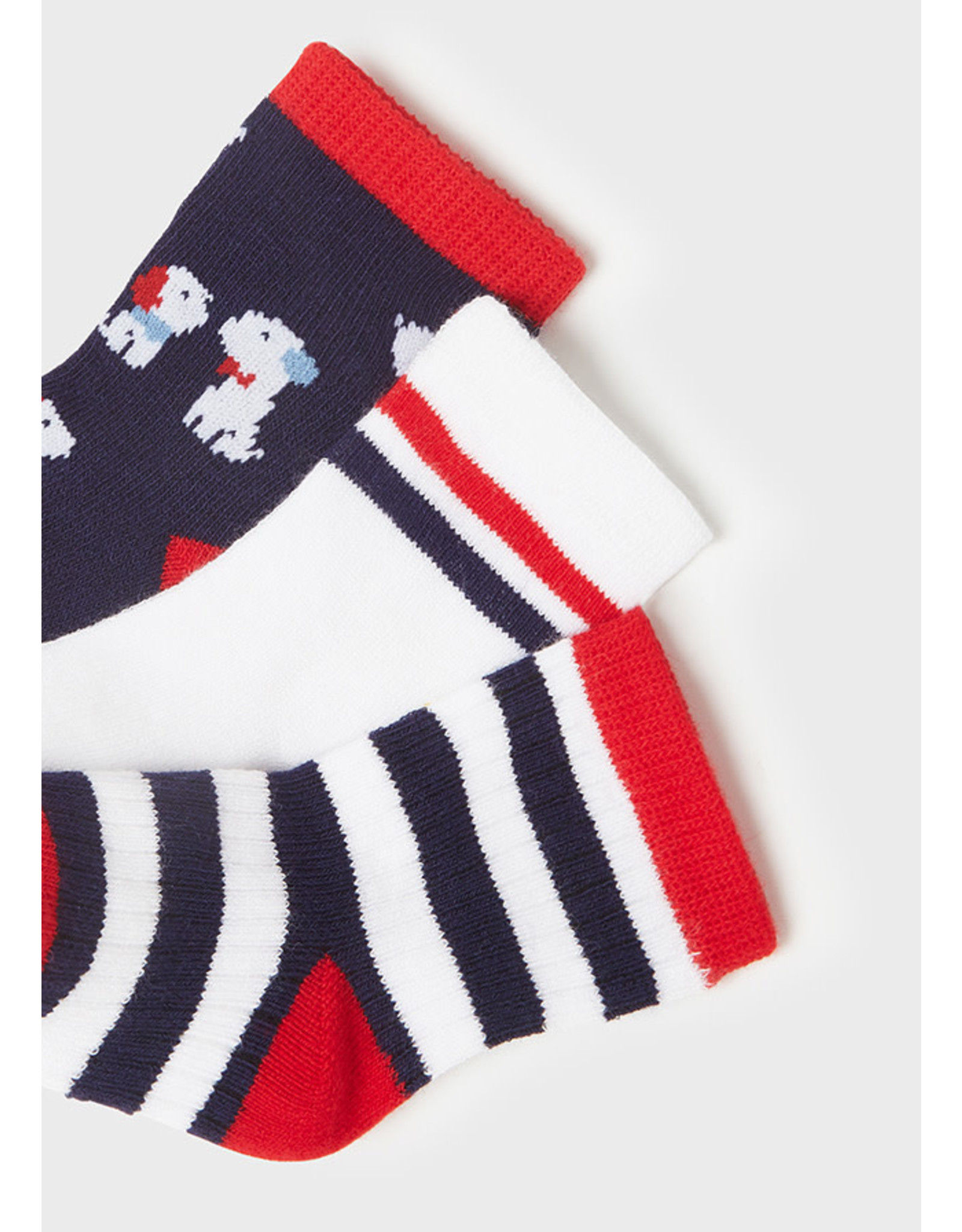 Mayoral Blue/Red Doggy Socks 3 Sock Set (0-18M)