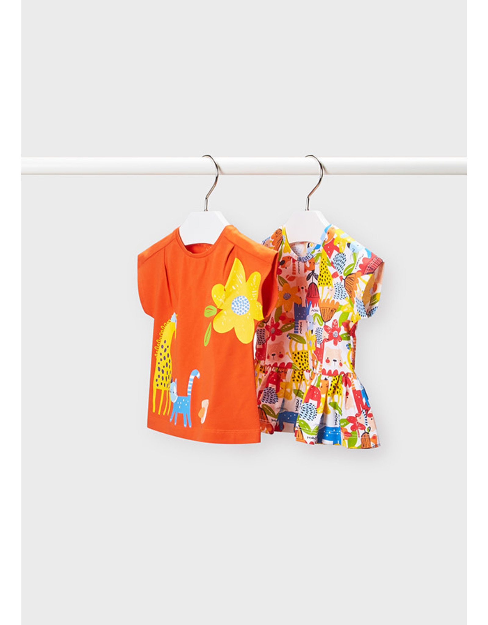 Mayoral Tangerine Animals Set of 2 Shirts