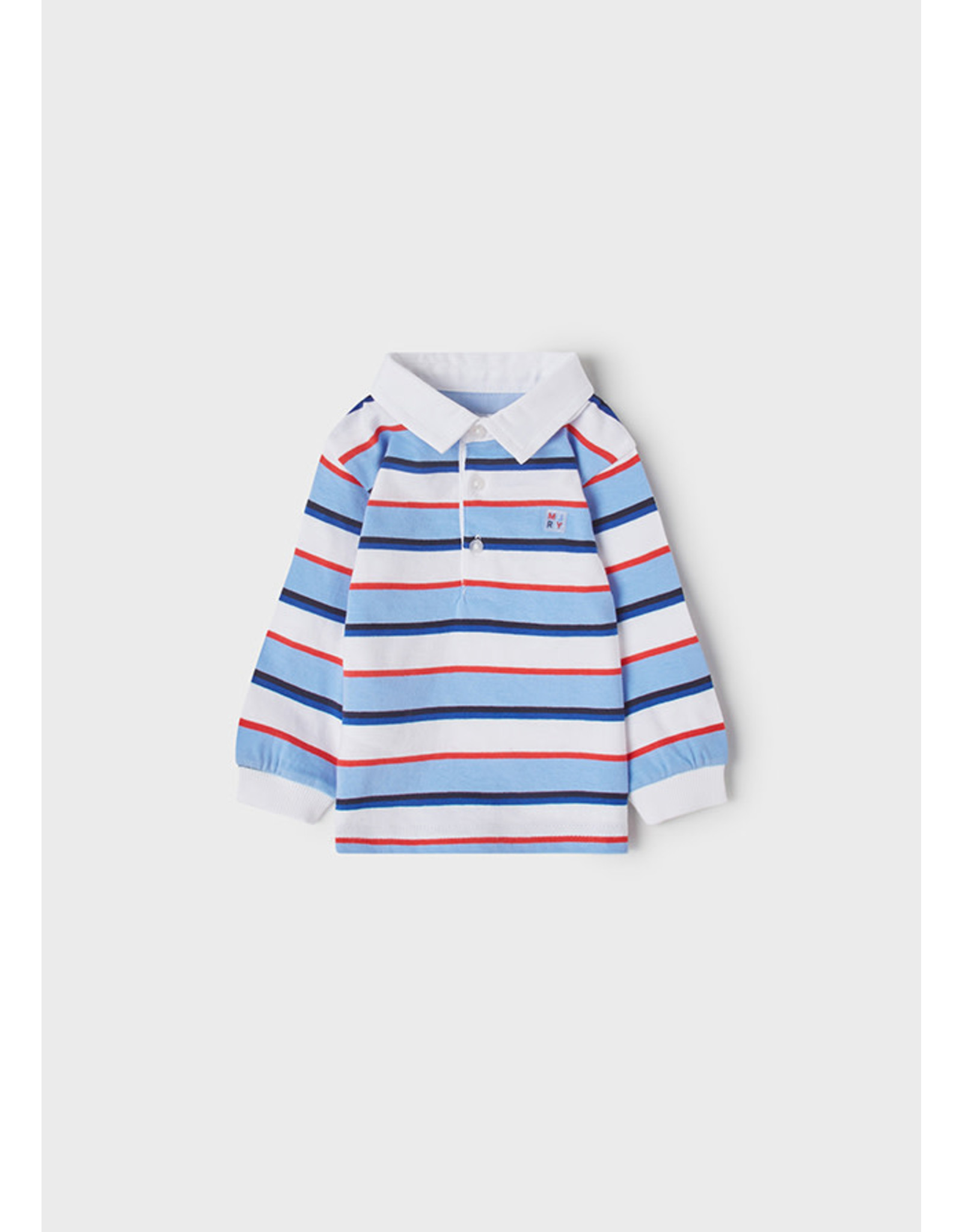 Mayoral Lavendar Stripe Long Sleeve Polo