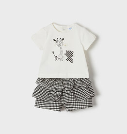 Mayoral Black Checked Animal Short/Shirt Set