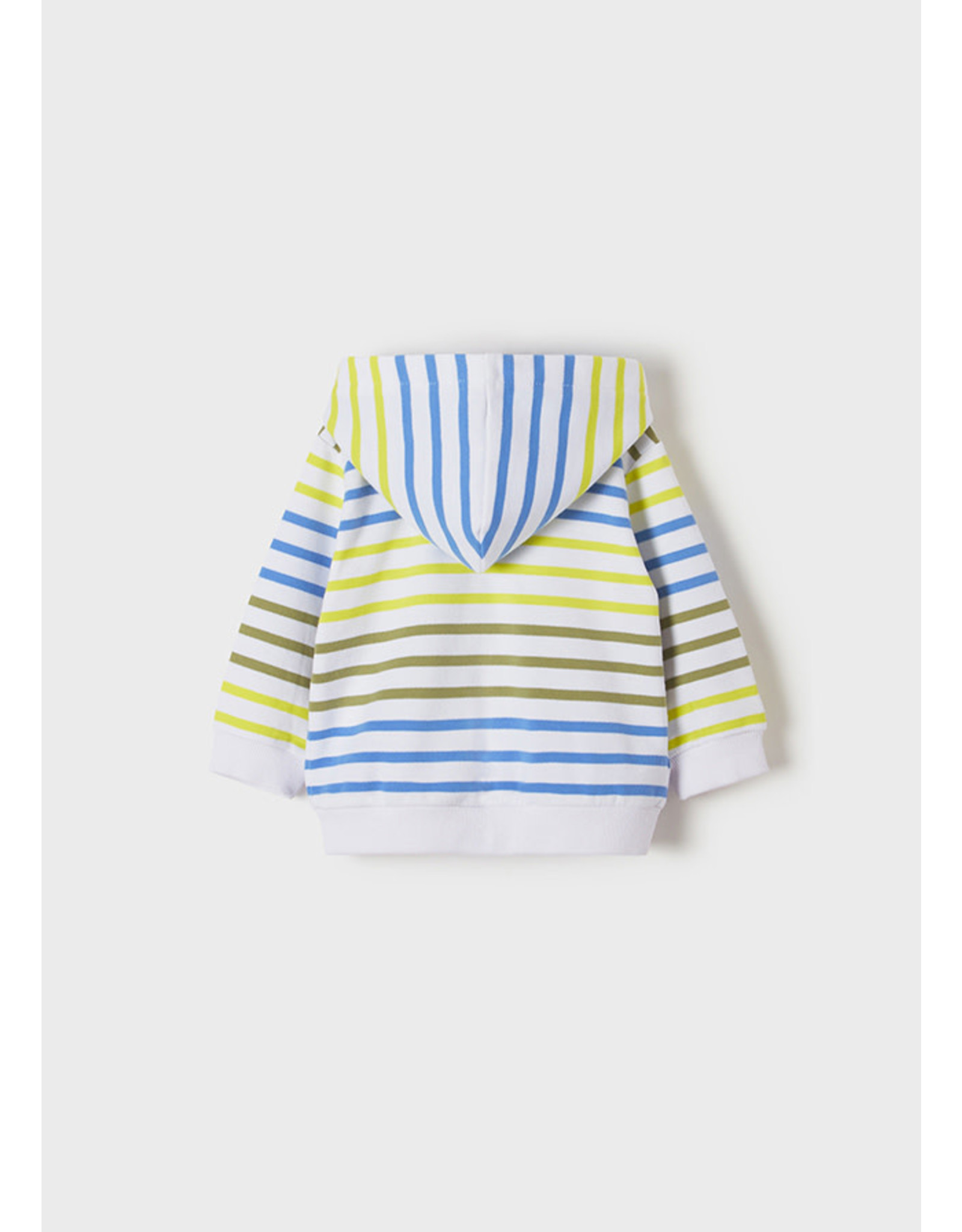 Mayoral Stripes Zip Up Pullover in Lime