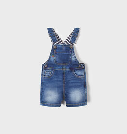 Mayoral Denim Short Overall with Stripe Lining