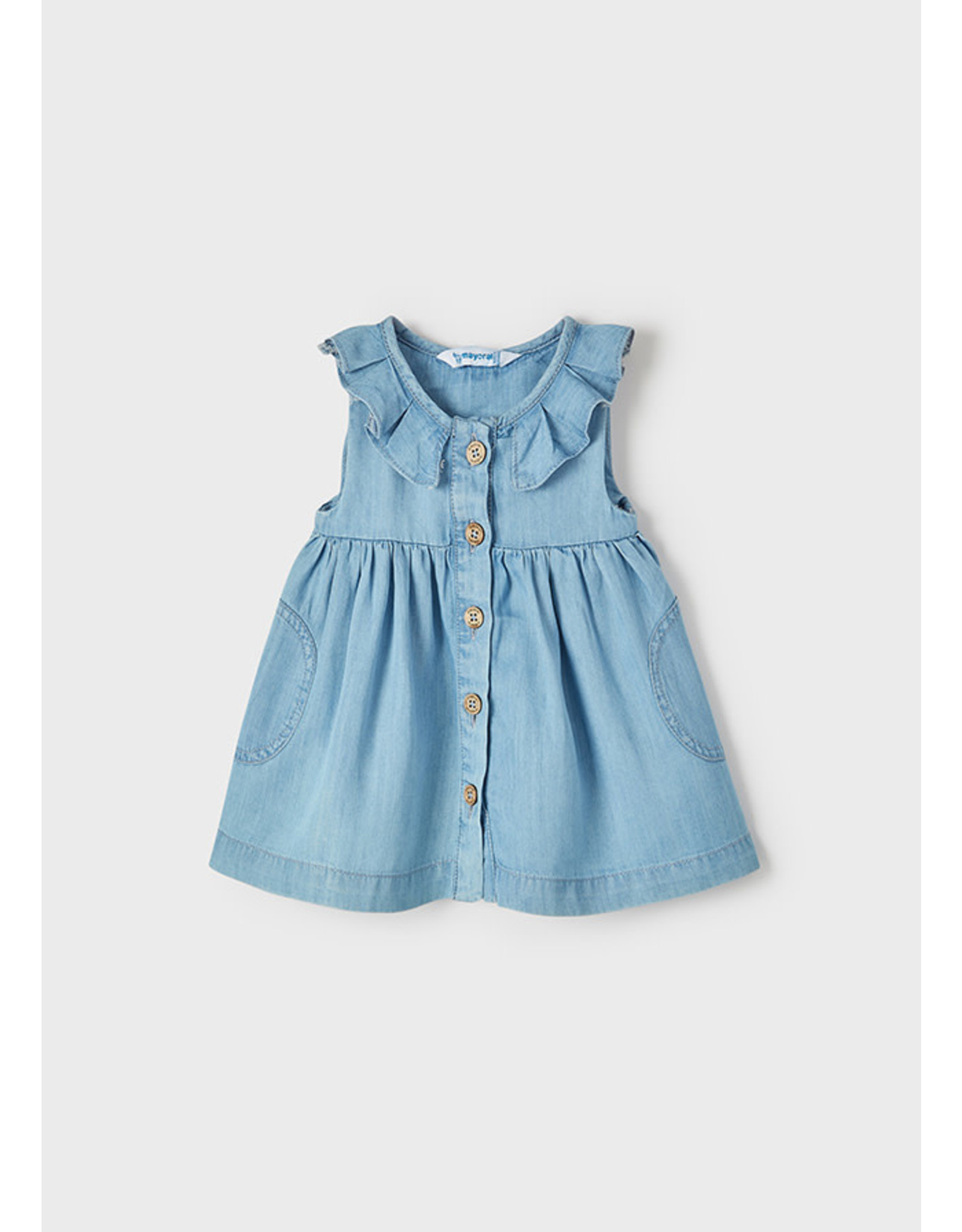 Denim Bow Pocket Infant Dress