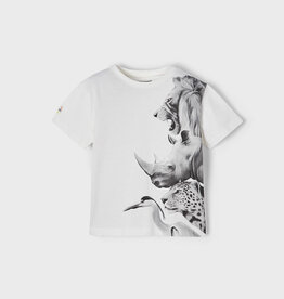 Mayoral Off White Animal Short Sleeve Shirt