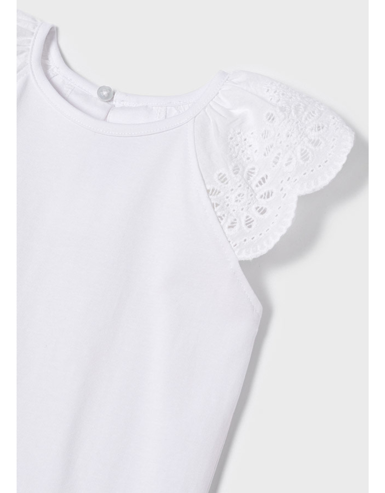 Mayoral White Embroidered Sleeve Tank Top