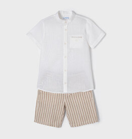 Mayoral Almond Linen Shorts & Shirt Set