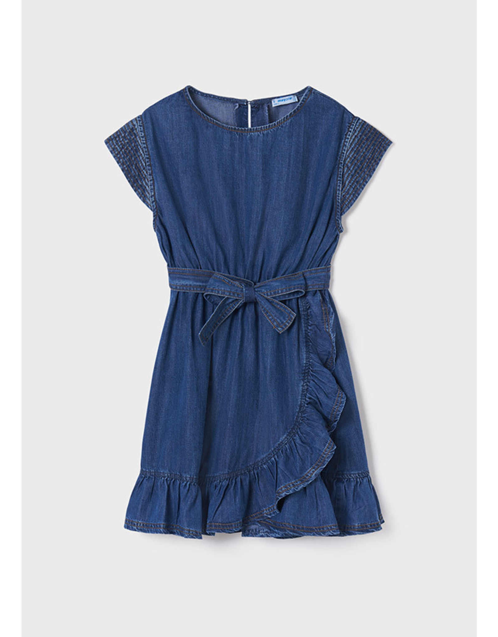 Mayoral Dark Denim Ruffled Dress