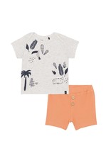 Deux Par Deux Jungle Grey Top & Short Set