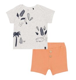 Deux Par Deux Jungle Grey Top & Short Set