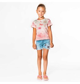 Deux Par Deux Flower Butterfly Printed Dip Dye T-Shirt