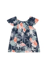 Deux Par Deux Flamingo Palm Tree Blouse