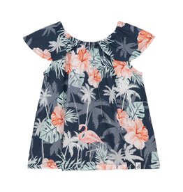 Deux Par Deux Flamingo Palm Tree Blouse