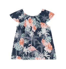 Deux Par Deux Flamingo Palm Tree Blouse