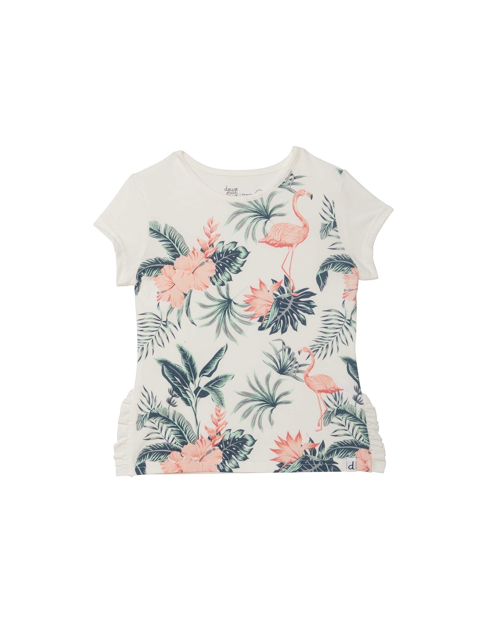 Deux Par Deux Flamingo Palm Tree Off White T-Shirt