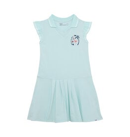 Deux Par Deux Blue Glass Flamingo Polo Dress