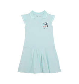 Deux Par Deux Blue Glass Flamingo Polo Dress