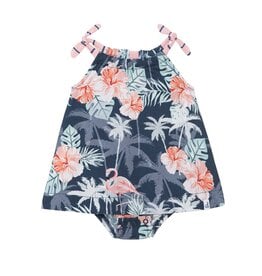 Deux Par Deux Flamingo Palm Tree Romper