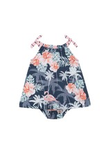 Deux Par Deux Flamingo Palm Tree Romper