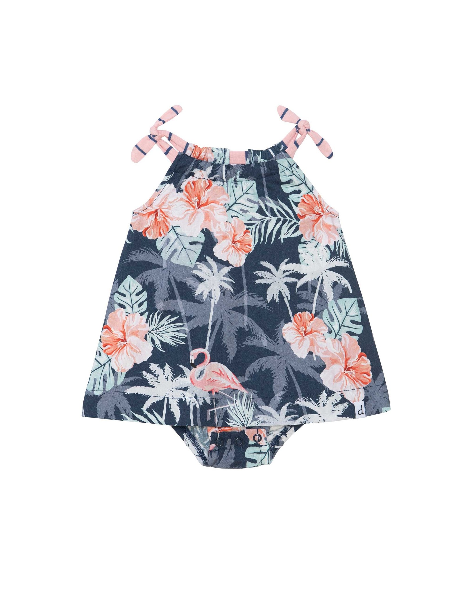 Deux Par Deux Flamingo Palm Tree Romper