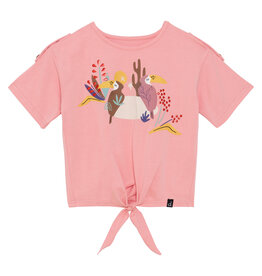 Deux Par Deux Jungle Rose T-Shirt w/Front Knot