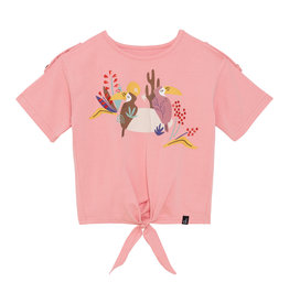 Deux Par Deux Jungle Rose T-Shirt w/Front Knot