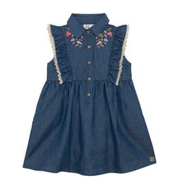 Deux Par Deux Blue Chambray Dress w/Frill