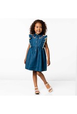 Deux Par Deux Blue Chambray Dress w/Frill