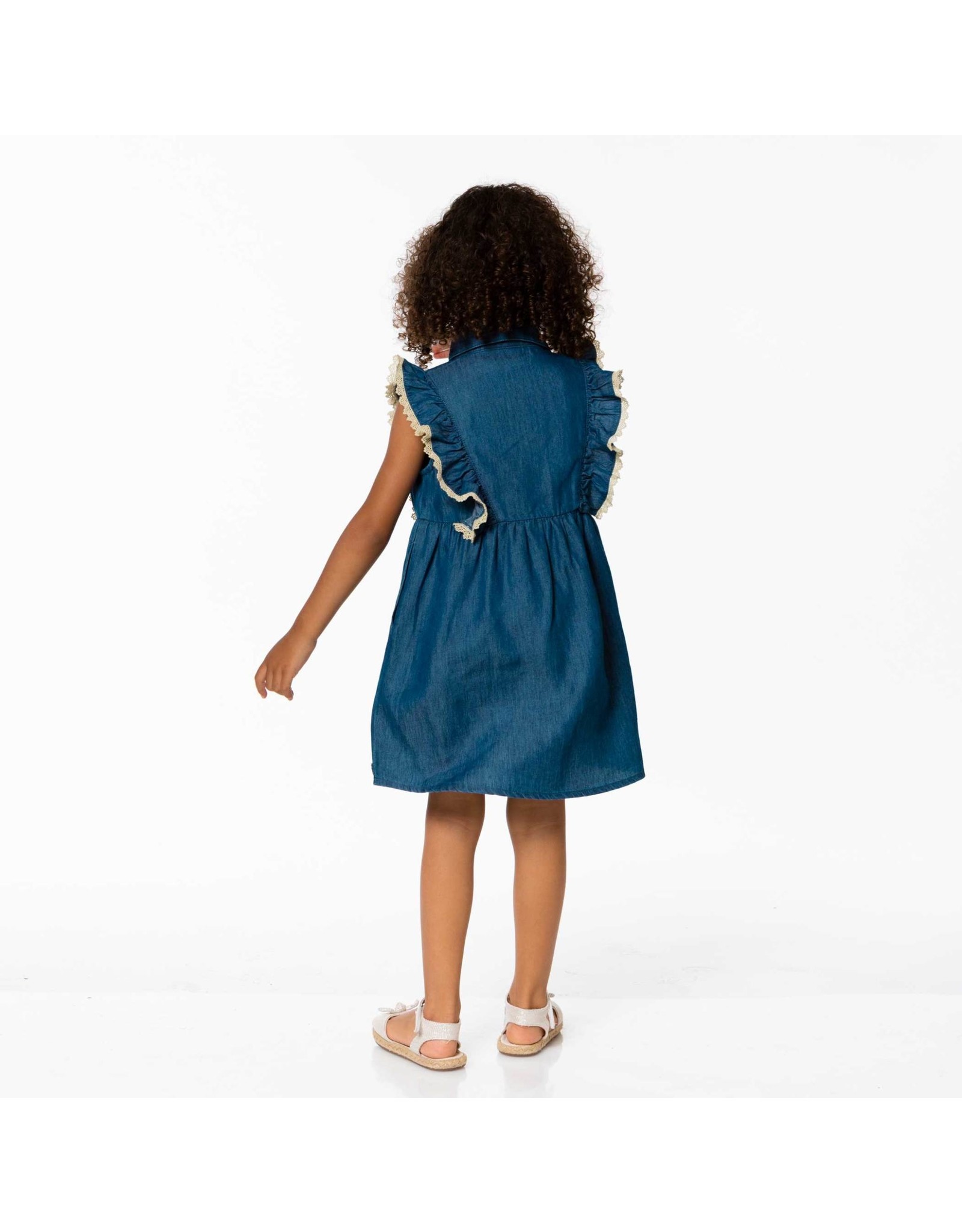 Deux Par Deux Blue Chambray Dress w/Frill